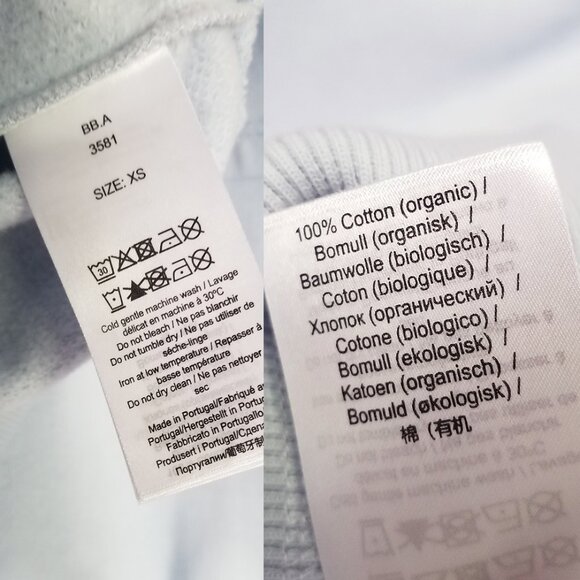 Ganni Isoli Bow Open Back Puff Sleeve Organic Cotton Sweatshirt XS Blue $215 - Picture 12 of 16